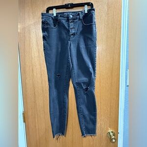 Maurices Everflex High Rise Black Distressed Jeans 12R